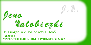 jeno malobiczki business card